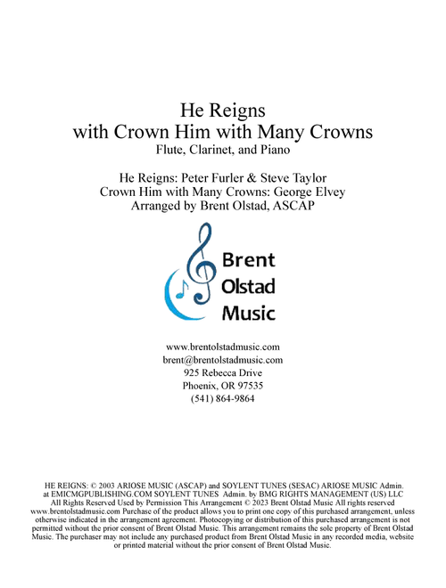 He Reigns (Arr. Brent Olstad, ASCAP) - Newsboys (Instrumental Duet and Piano)