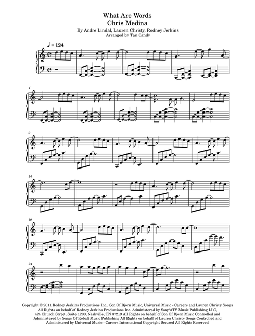 What Are Words (Arr. Tan Candy) - Chris Medina (Piano Solo)
