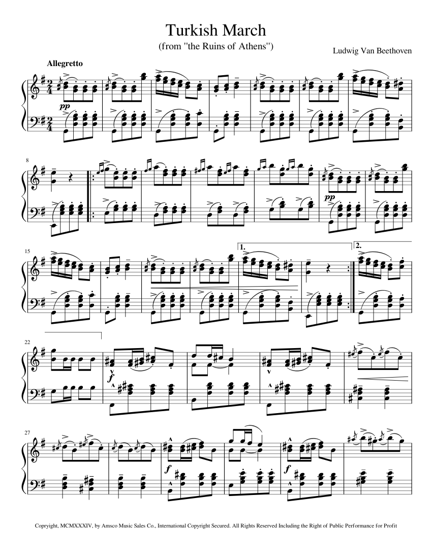 confesar Memorándum pastel Turkish March - Beethoven Sheet music for Piano (Solo) | Musescore.com