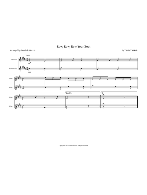 Row, Row, Row Your Boat (Arr. Dominic Meccia) - Traditional (Instrumental Duet)
