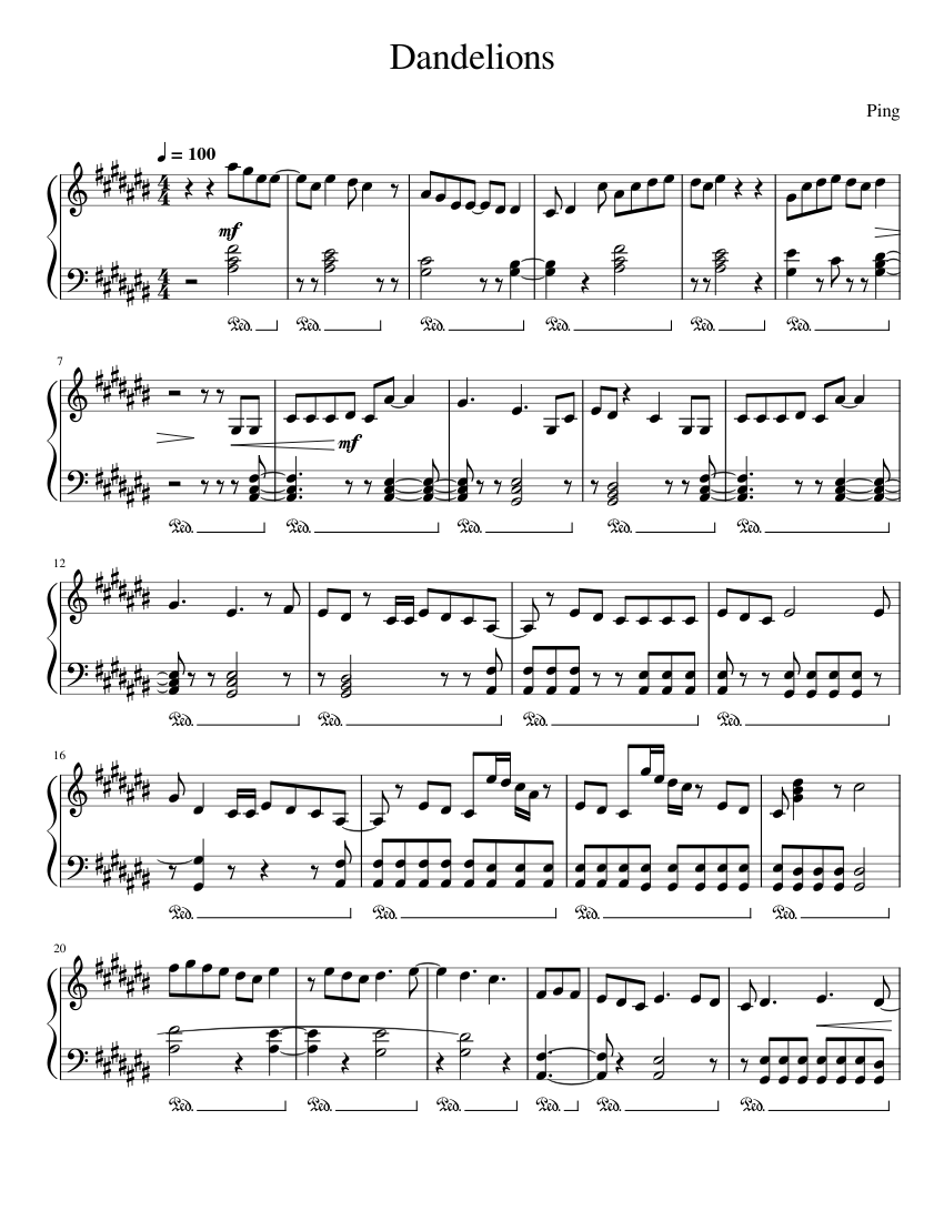 Dandelions – Ruth B Sheet Music For Piano (Solo) | Musescore.com