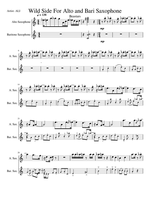 Wild Side For Alto and Bari Saxophone