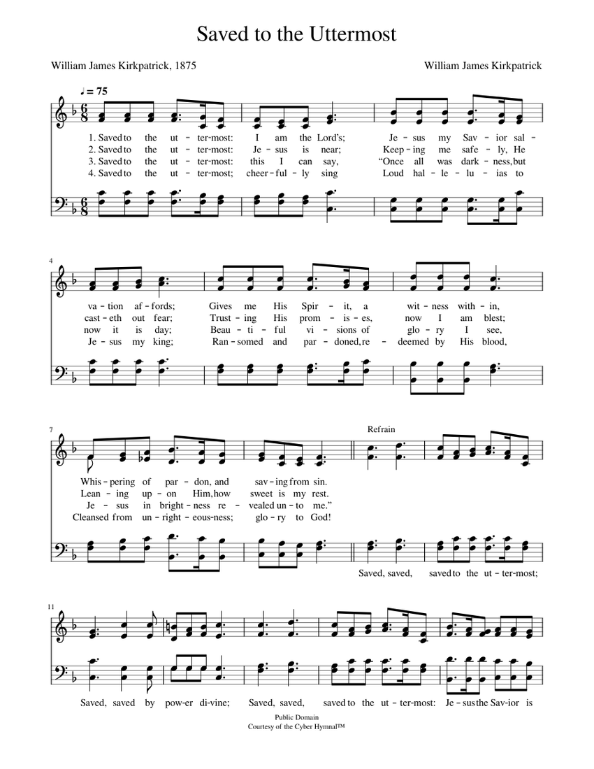 Saved to the uttermost - William J. Kirkpatrick Sheet music for Piano ...