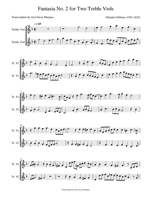 Gibbons: Fantasy No.2 for two treble viols