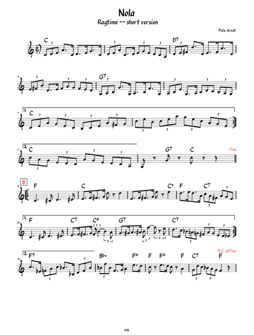 Nola (Short Version)  (Lead sheet )