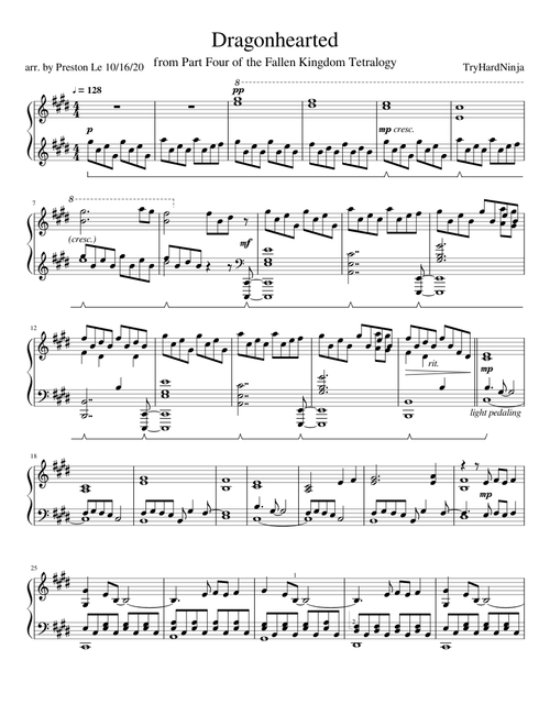 Dragonhearted (Revised) - Fallen Kingdom (Minecraft) - Piano Solo