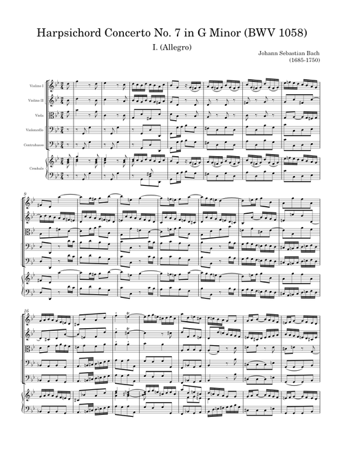 Harpsichord Concerto No. 7 in G Minor (BWV 1058): I. (Allegro)