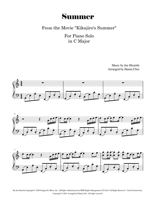 Summer (Arr. Hanna Choi) - Joe Hisaishi (Piano Solo)