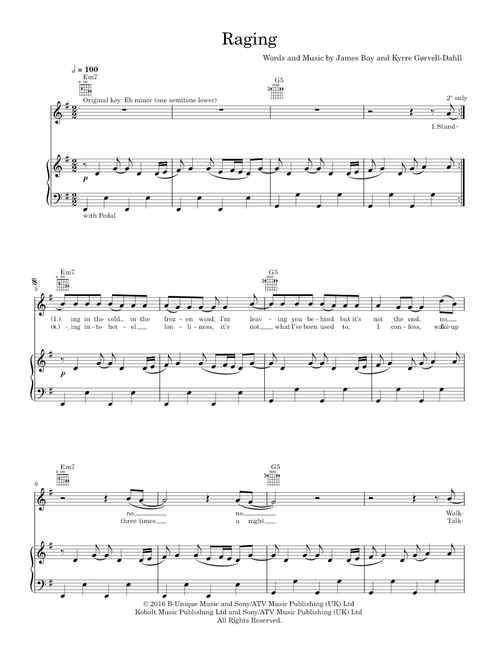 Raging - Kygo ft Kodaline (Piano-Voice)