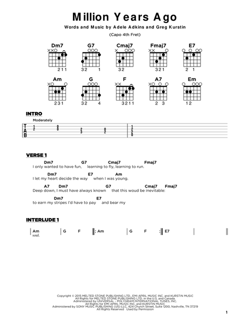 Million Years Ago - Adele (Really Easy Guitar)