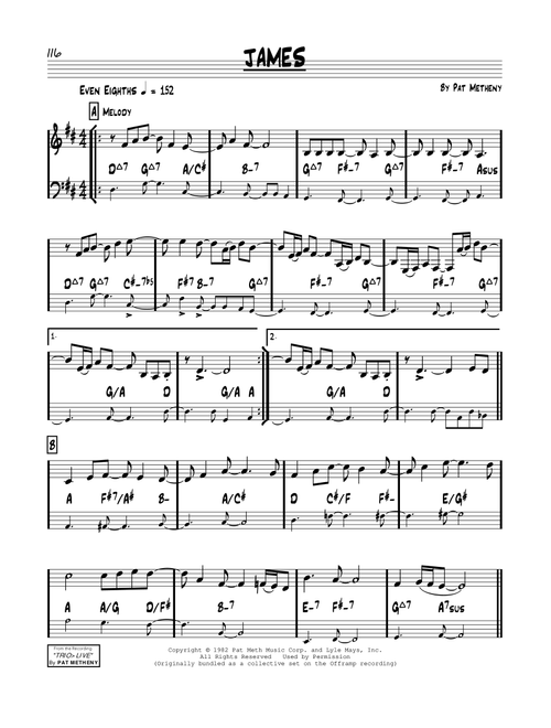 James - Pat Metheny (Real Book - Melody-Chords)