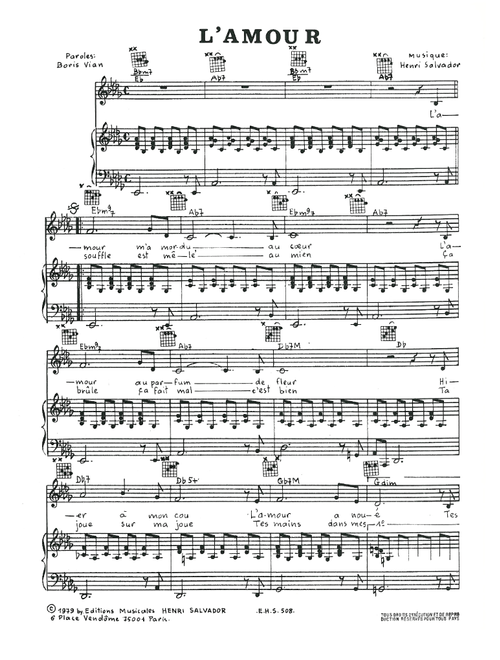 L'Amour - Henri Salvador (Piano-Vocal-Guitar (Piano Accompaniment))