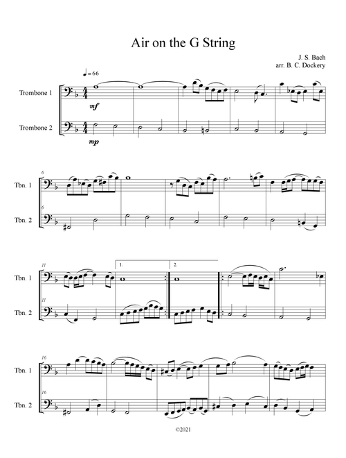 Air on the G String (Trombone Duet) (Arr. B. C. Dockery) - J S Bach (Trombone Duet)