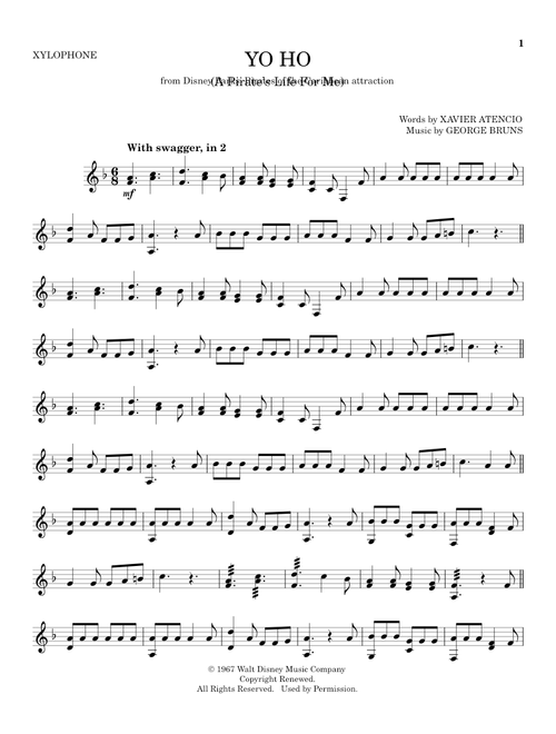 Yo Ho (A Pirate's Life For Me) - George Bruns, Xavier Atencio (Xylophone Solo)