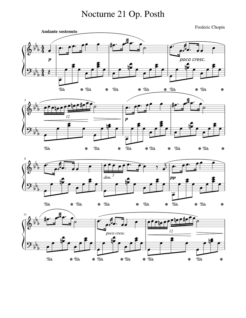 Nocturne 21 Op. Posth C Minor Sheet music for Piano (Solo)