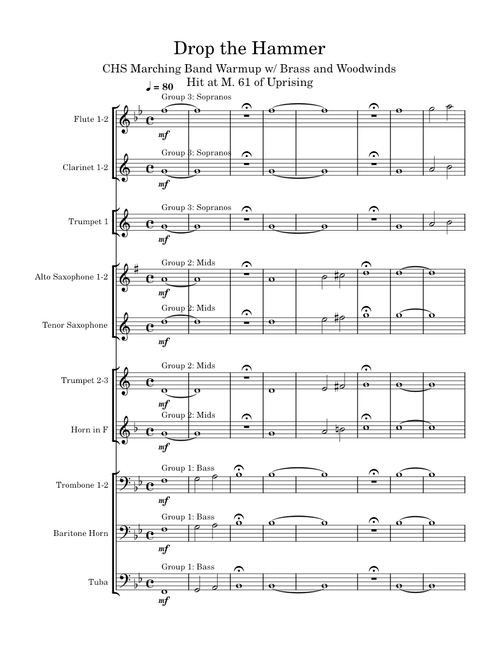 Drop The Hammer – Carolina Crown CHS Band Warmup transcription