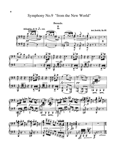 Dvorak Symphony  No.9  I, II, for piano duet(1 piano, 4 hands), PD805 (Instrumental Duet)