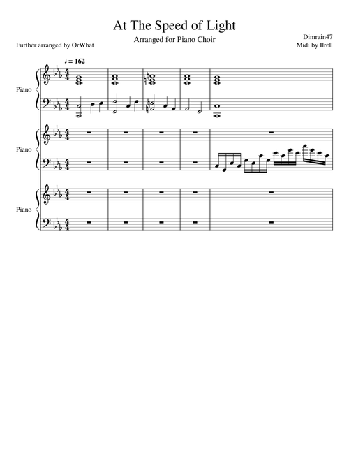 At the Speed of Light (for Piano choir)