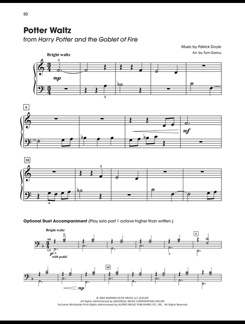 Potter Waltz (from Harry Potter) (arr. Tom Gerou) - Patrick Doyle (5-Finger Piano)