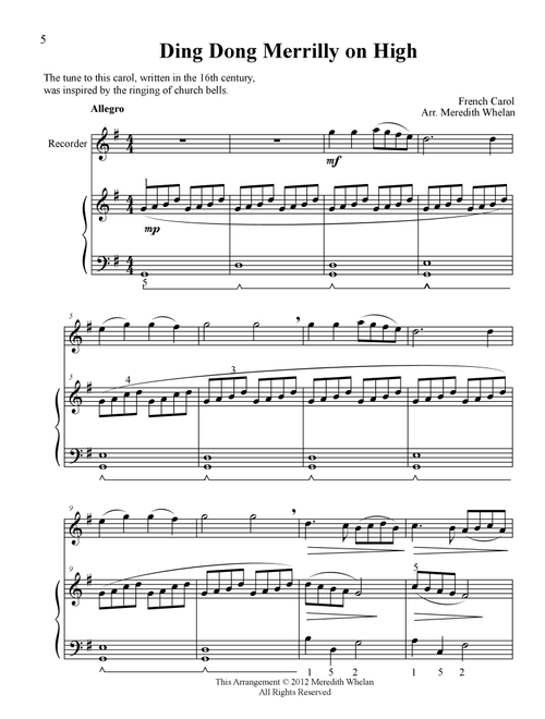 Classical Duets for Recorder & Piano: Ding Dong Merrily on High (Arr. Meredith Whelan) (Instrumental Duet)