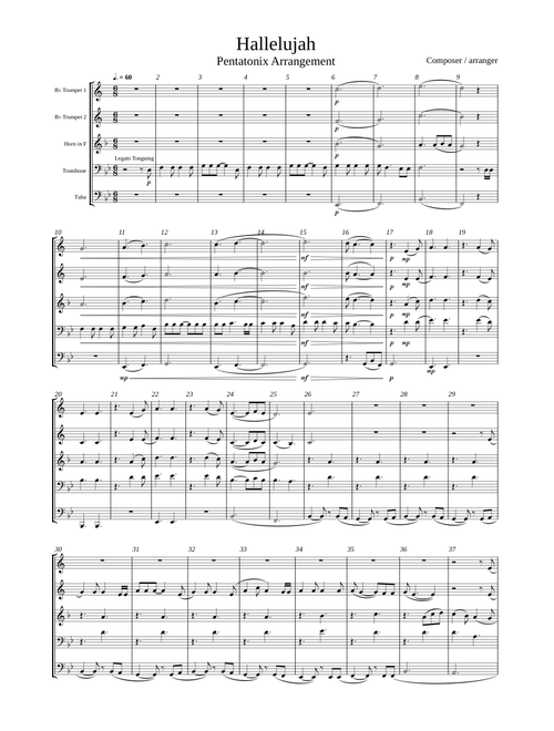 Hallelujah - Pentatonix Arrangement for Brass Quintet