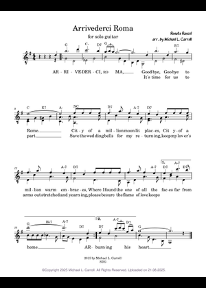 Play Official version of Arrivederci roma Sheet Music by Renato Rascel ...