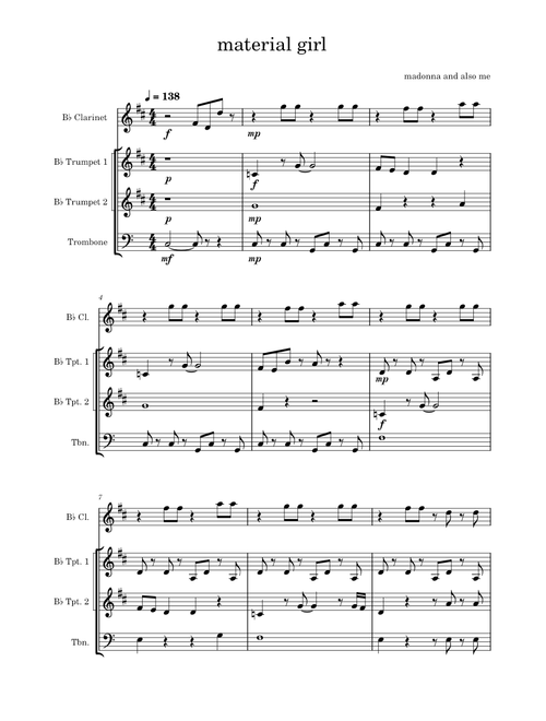 Material girl – Madonna arr. for mixed quartet