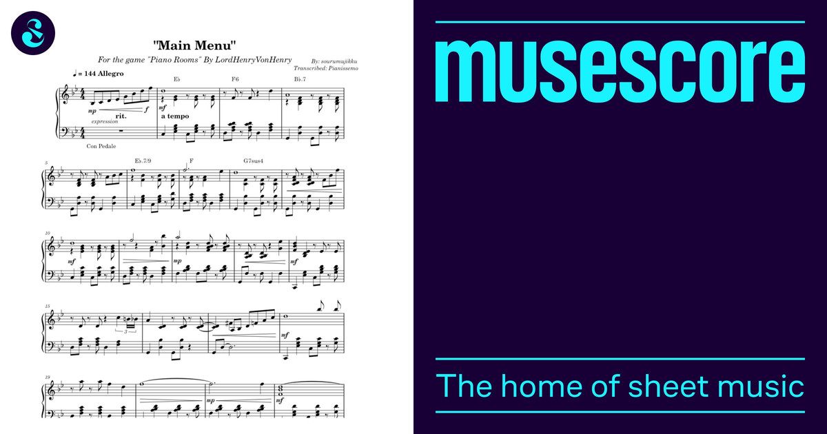 Main Menu Mid (Piano Rooms Roblox) – Pianissemo Sheet Music with Chords ...