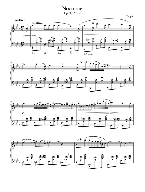 Nocturne E-Flat Major Op.9, No.2 – Frédéric Chopin Nocturne in E-♭ Major,  Op. 9,  No. 2 - Frédéric Chopin