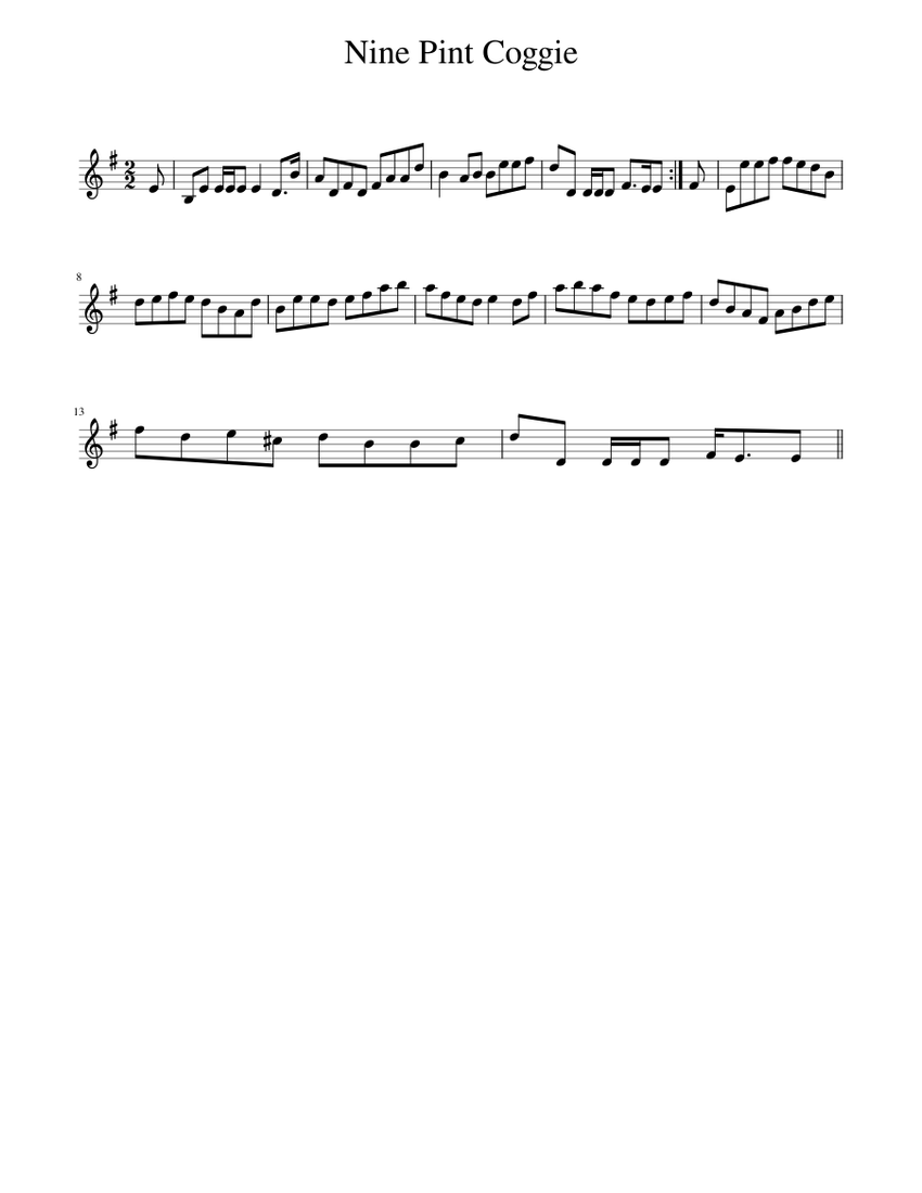 Nine Pint Coggie Sheet Music For Piano Solo Musescore