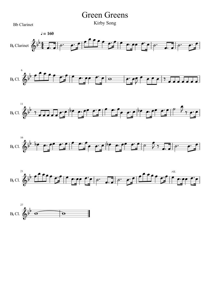 Green Greens-Kirby Sheet music for Woodwinds (other) (Solo) 