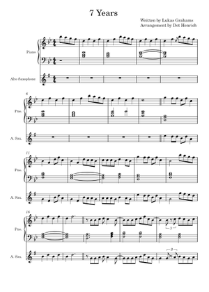7 years Sheet Music for Saxophone alto (Solo) | MuseScore.com