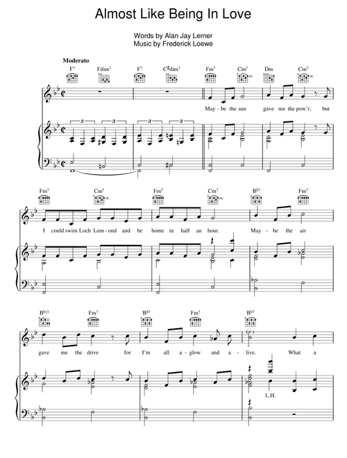 Almost Like Being In Love - Lerner & Loewe (Piano-Vocal-Guitar (Piano Accompaniment))