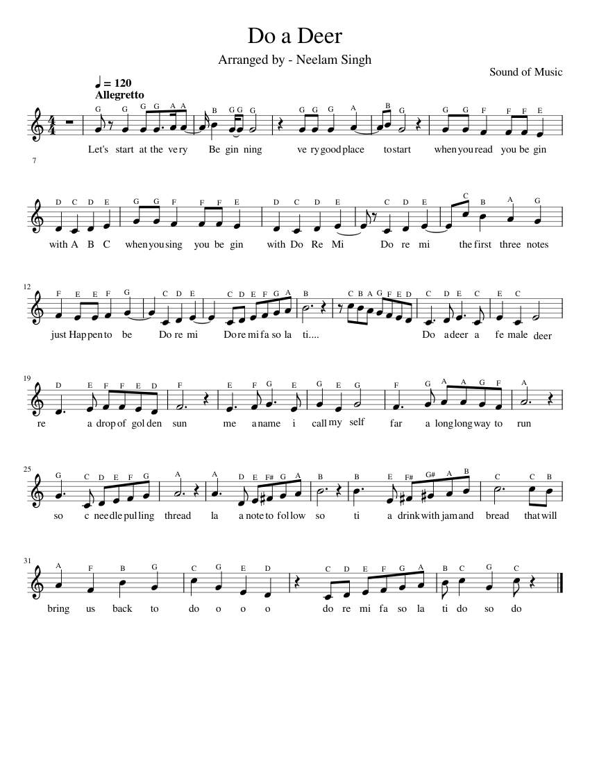 Do a Deer Sheet music for Female (A Capella)
