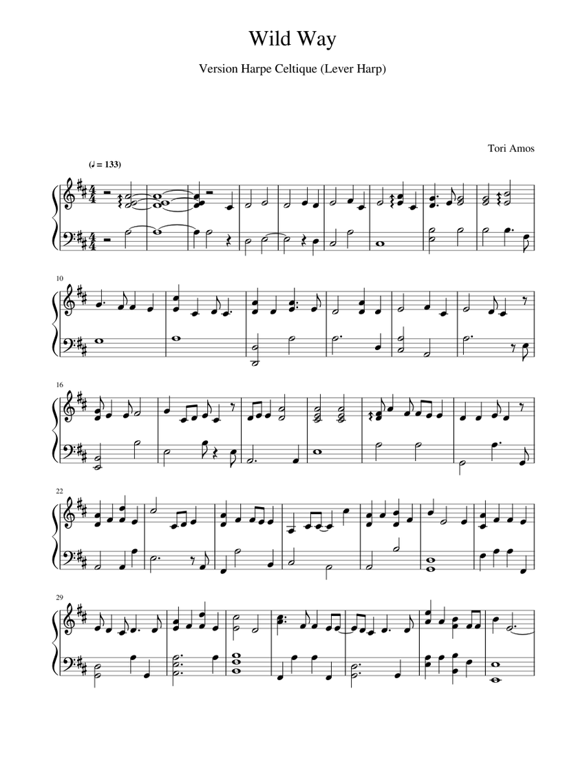 Wild Way Tori Amos Celtic Harp Sheet music for Harp (Solo