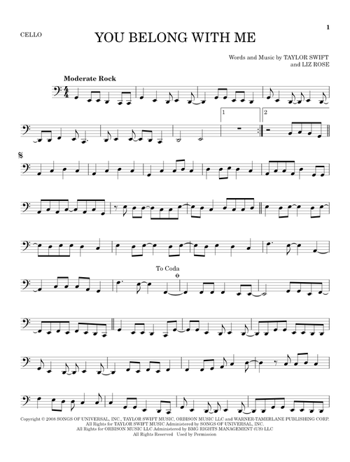 You Belong With Me - Taylor Swift (Cello Solo)