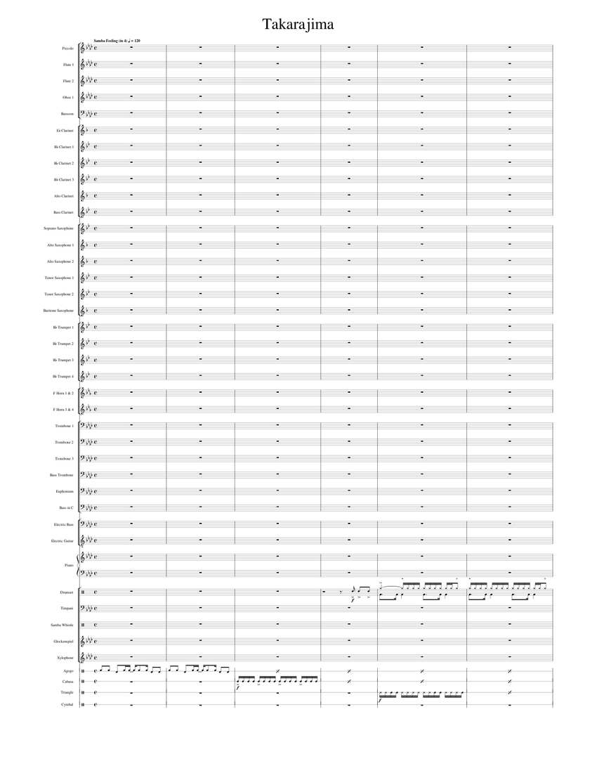 宝島 Takarajima Sheet Music with Chords for Piano, Trombone