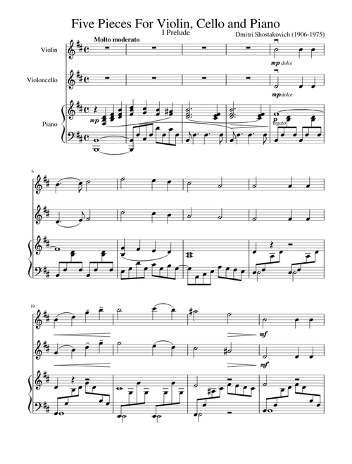 Shostakovich - Prelude For Violin, Cello and Piano
