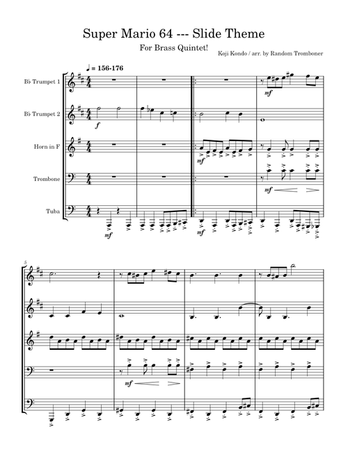 Slider Theme - Super Mairo 64 – Koji Kondo (For BRASS QUINTET)