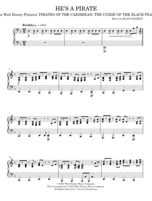 He's A Pirate (from Pirates Of The Caribbean: The Curse of the Black Pearl) - Klaus Badelt, Pirates (Piano Solo)