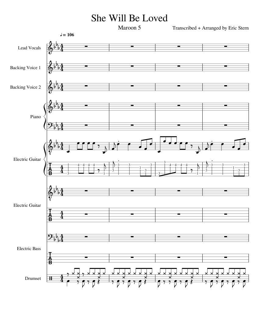 she will be loved maroon 5 sheet music pdf