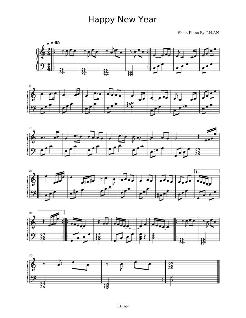Happy New Year Sheet Music for Piano (Solo) Easy