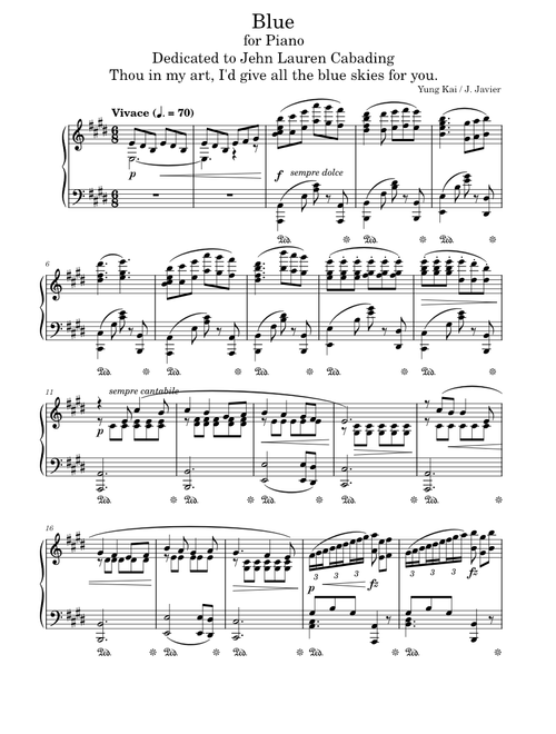 Y. Kai - Blue Piano Arr. Jared Javier