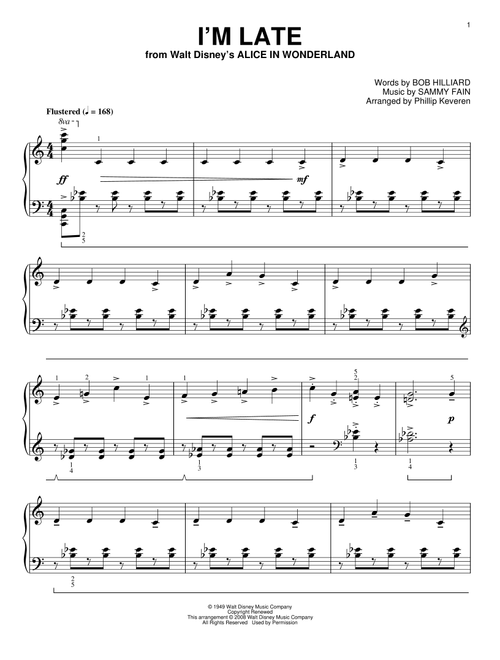I'm Late [Classical version] (from Alice In Wonderland) (arr. Phillip Keveren) - Sammy Fain (Piano Solo)