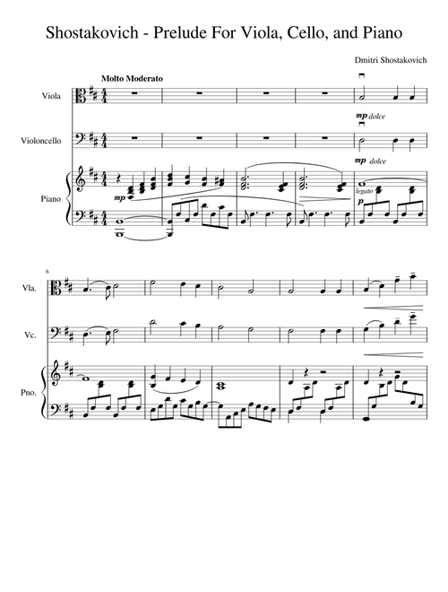 Preludium for Two Cellos- Arranged for Piano, Viola and Cello