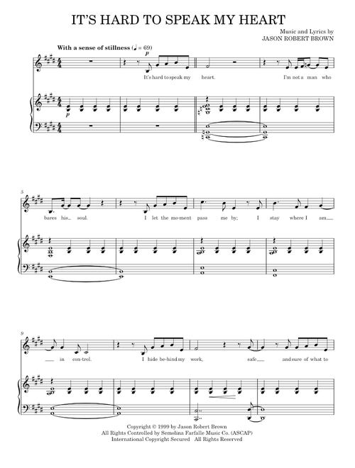 It's Hard To Speak My Heart (from Parade) - Jason Robert Brown, Parade Musical (Piano Vocal)