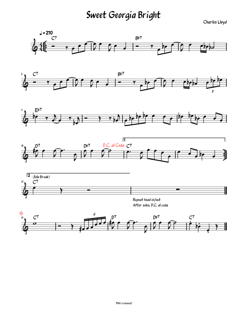 Sweet Georgia Bright (Lead sheet ) Sheet Music with Chords for