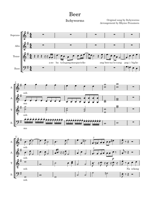 Beer – Itchyworms SSAATTBB Choir (Arr. Rhyme Penamora)