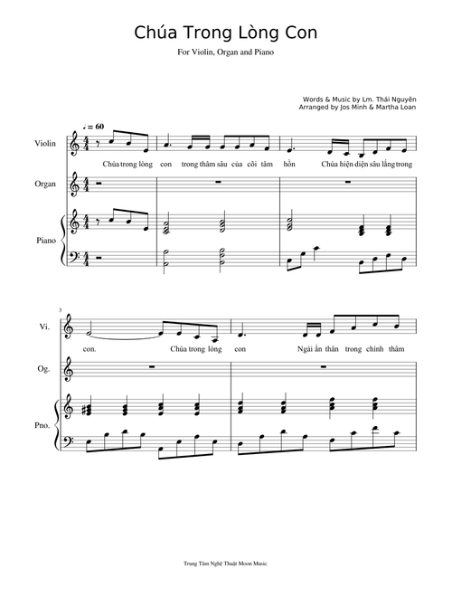 Chúa Trong Lòng Con - God is in my heart - Violin, Organ, Piano