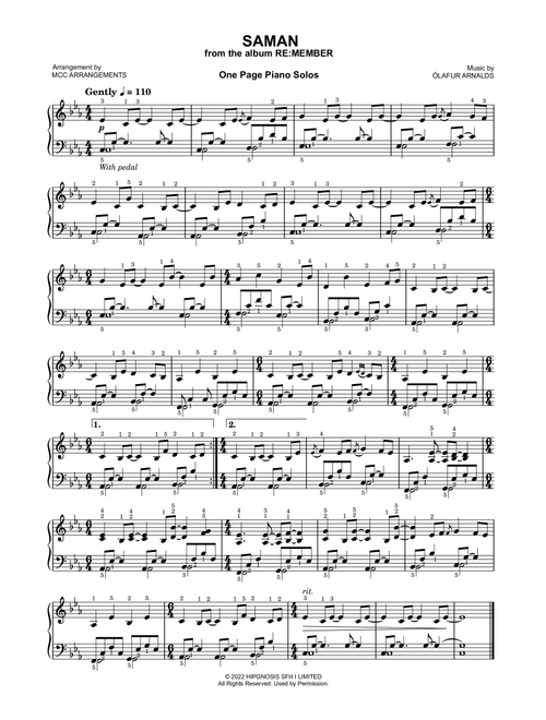 Saman (Arr. MCC Arrangements) - Olafur Arnalds (Piano Solo)